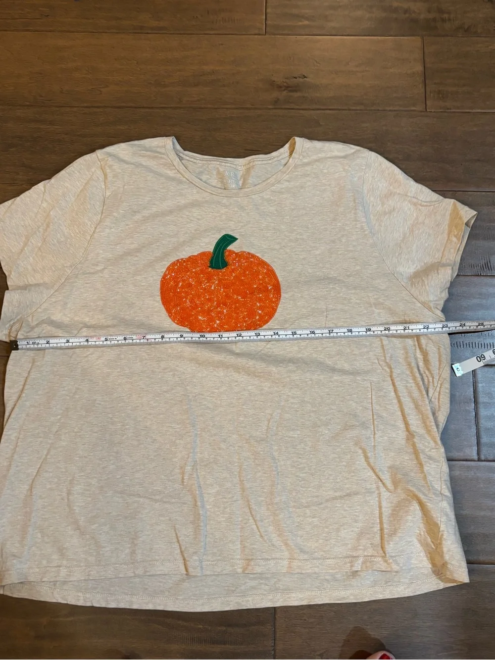 J.Crew Sequin Pumpkin Collector Tee Plus Size 3X 100% Cotton Fall